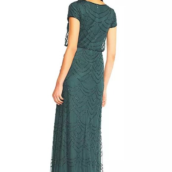 Adrianna Papell, Beaded Blouson Gown with cap sleeves - Picture 4 of 4